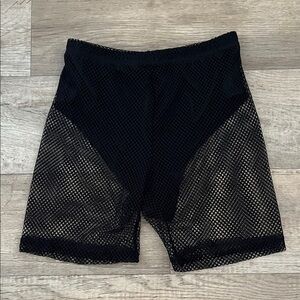 Shein Black Fishnet Mesh Biker Shorts w/ Black Panty by Shein Size L
